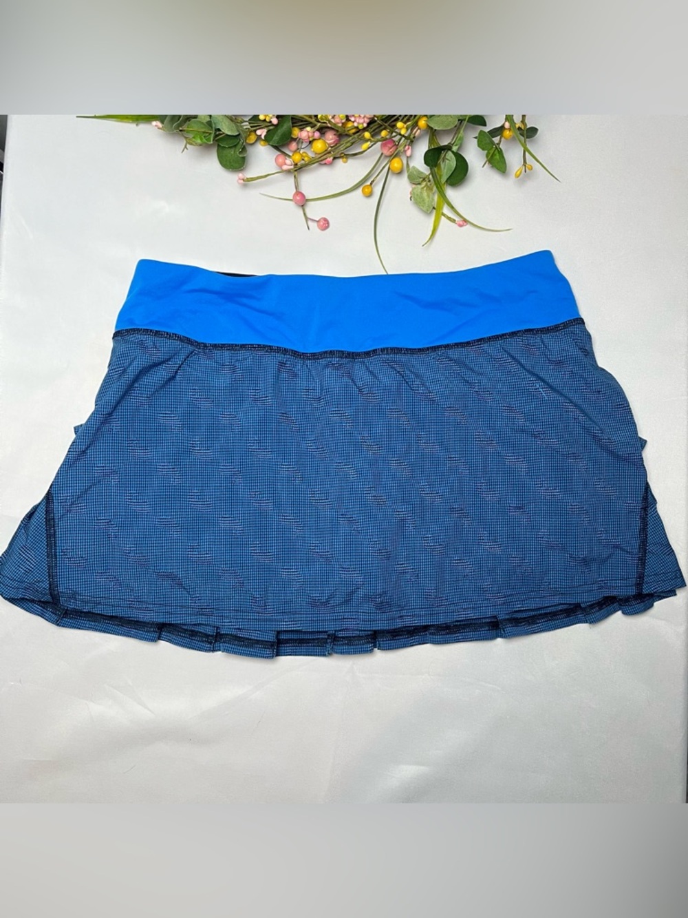 Lululemon Pace Setter Skirt Blue Skater Tennis Skirt Waistband Skort Size 6R